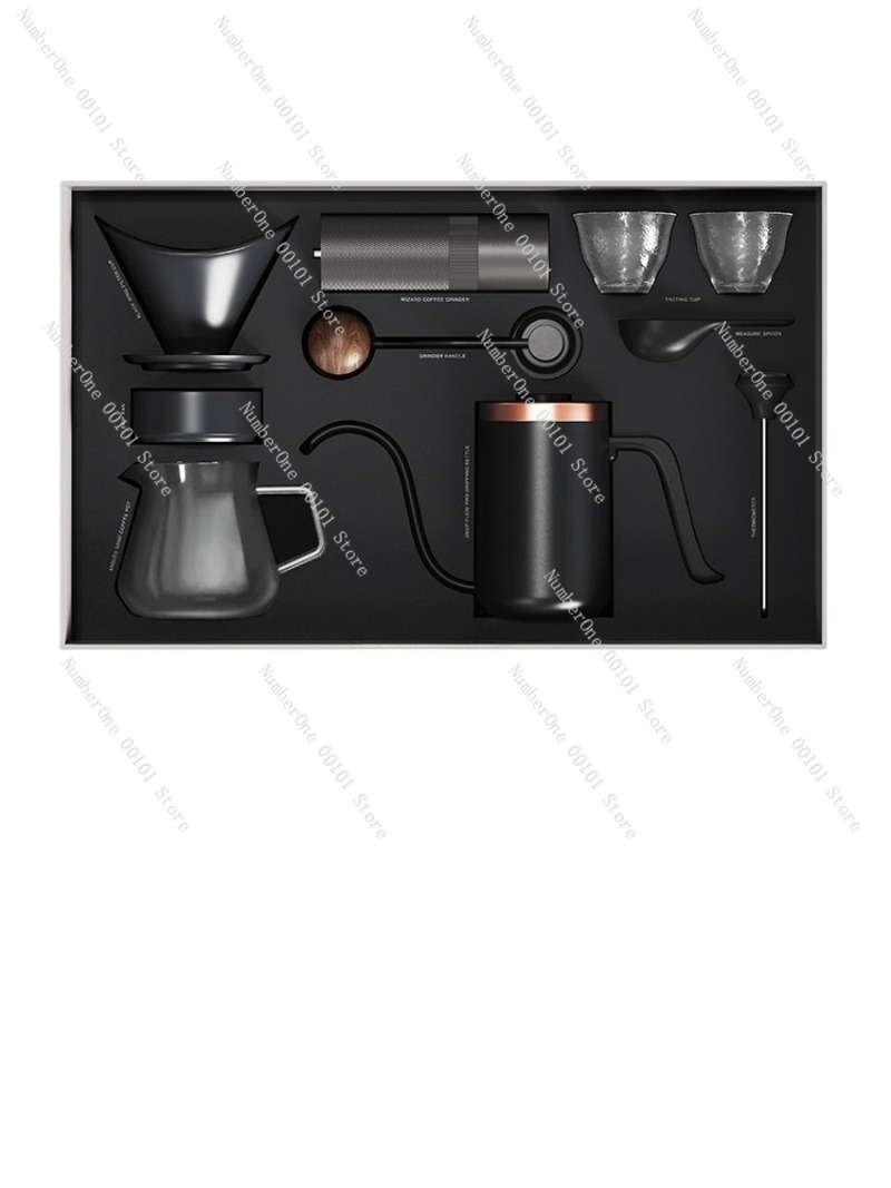 Coffee Equipment Gift Set - Manuelles Kaffeezubereitungs-Set Geschenkbox mit Mühle, Filter,