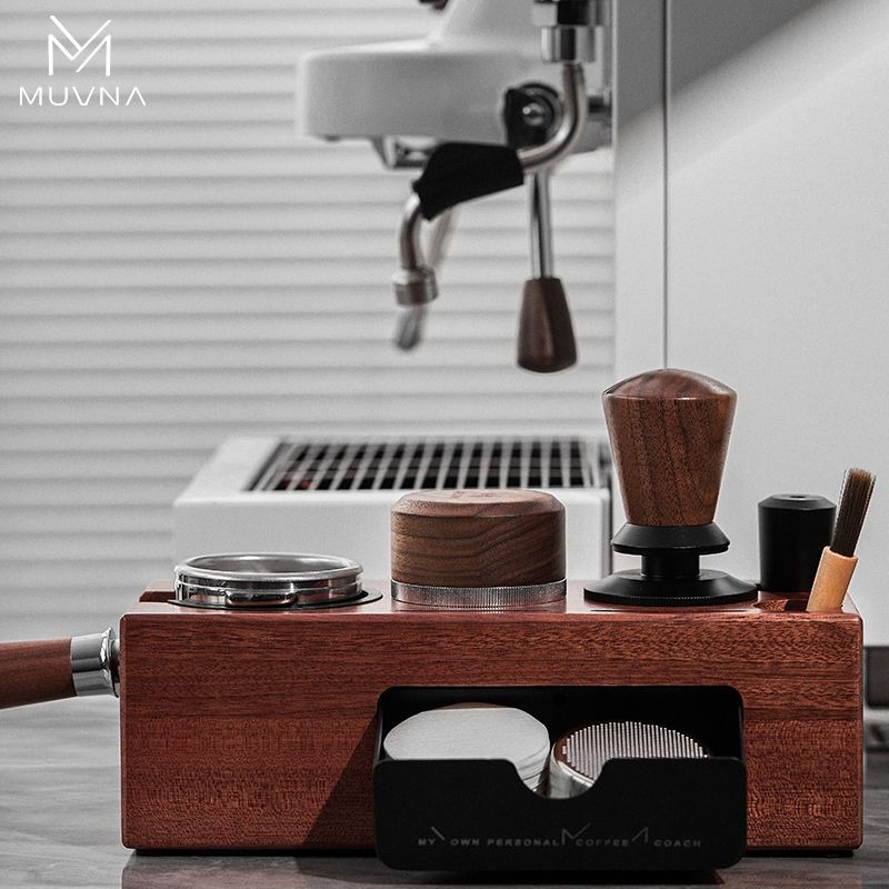 Coffee Equipment Accessories - MUVNA Kaffeestampfer-Station aus Holz, Siebträgerhalter 51-58MM