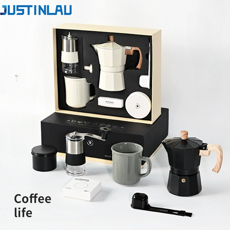 Coffee Equipment Gift Set - JUSTINLAU Manuelle Kaffeemühle Set Espresso Maker