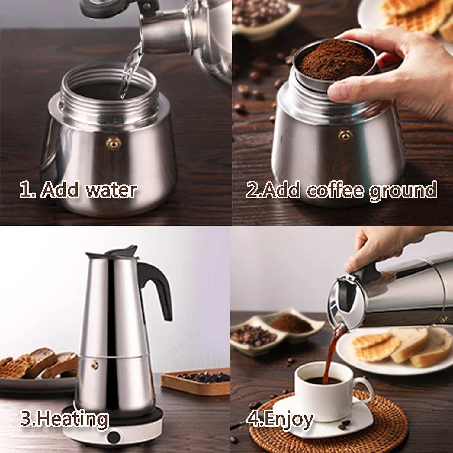 4/6/9 Tassen Moka Pot Caffe Ma – Coffee Equipment Wholesale Bewertung und Preis